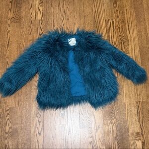 Zara Kids Faux Fur Jacket - Deep Blue